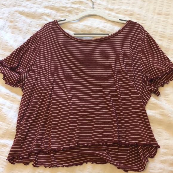 Tops - Caution to wind stripped shirt ruffles